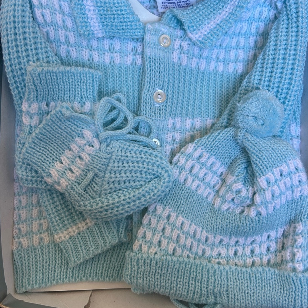 Vintage sweater and cap.